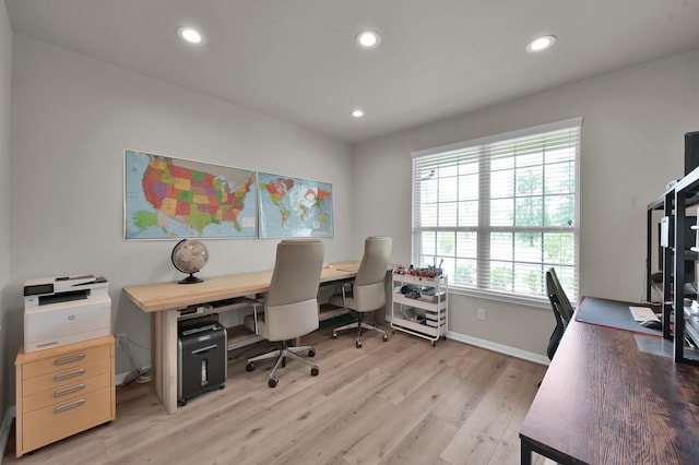 9203 White Tail Dr, Conroe, TX 77303 - office space with light wood-type flooring and recessed lighting
