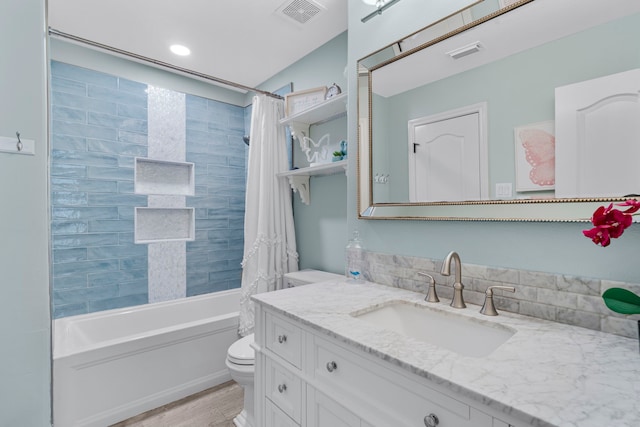 72 Tall Trl, Missouri City, TX 77459 - full bathroom with vanity, shower / tub combo, and wood finished floors