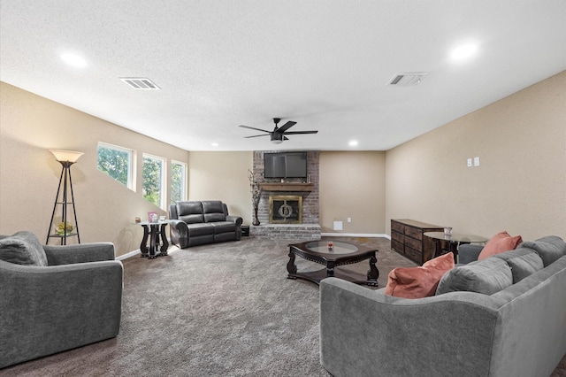 20407 Spoonwood Dr, Humble, TX 77346 - living area featuring ceiling fan, carpet flooring, baseboards, and recessed lighting