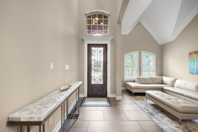 2506 Haven Hill Dr, Katy, TX 77494 - entryway with baseboards and high vaulted ceiling