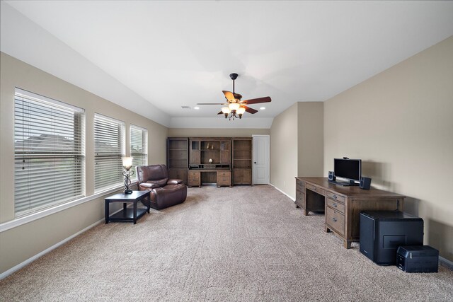 2506 Haven Hill Dr, Katy, TX 77494 - home office with carpet flooring, baseboards, and a ceiling fan
