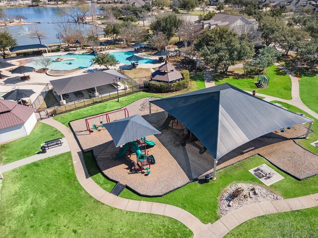 2506 Haven Hill Dr, Katy, TX 77494 - drone / aerial view of a nearby body of water and a pool