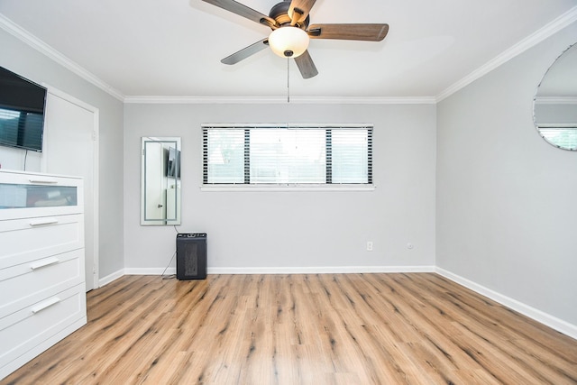 1908 Augusta Dr Unit 10, Houston, TX 77057 - unfurnished room with ornamental molding, ceiling fan, light wood-type flooring, and baseboards