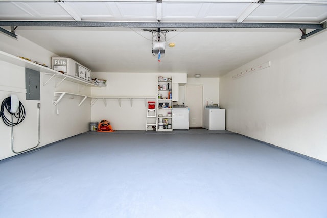 1908 Augusta Dr Unit 10, Houston, TX 77057 - garage featuring washer and dryer, electric panel, and a garage door opener