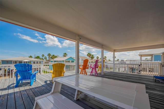 22023 Deaf P Smith Dr, Galveston, TX 77554 - wooden terrace with a residential view