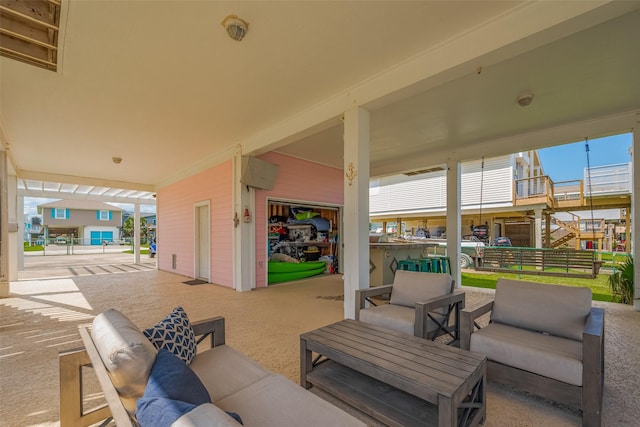 22023 Deaf P Smith Dr, Galveston, TX 77554 - view of patio featuring outdoor lounge area