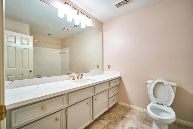 5022 Moss Run Dr, Missouri City, TX 77459 - full bathroom with vanity, toilet, a shower, and baseboards