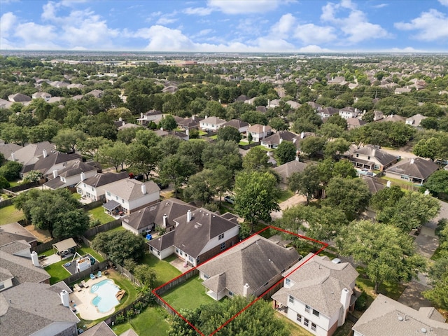 5023 Birch Manor Ln, Katy, TX 77494 - aerial view of residential area featuring property boundaries highlighted and a pool