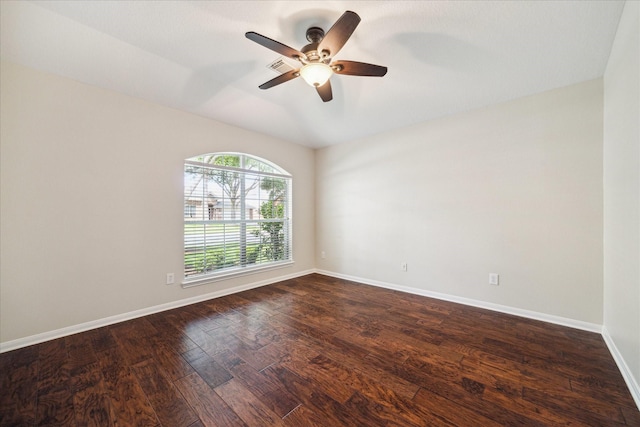 5023 Birch Manor Ln, Katy, TX 77494 - unfurnished room featuring ceiling fan, dark wood-type flooring, and baseboards