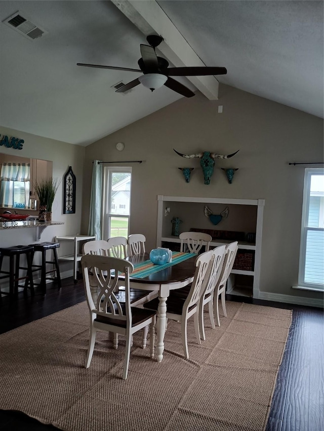 41 Lakeview Shores Dr, Coldspring, TX 77331 - dining space featuring plenty of natural light, ceiling fan, and wood finished floors