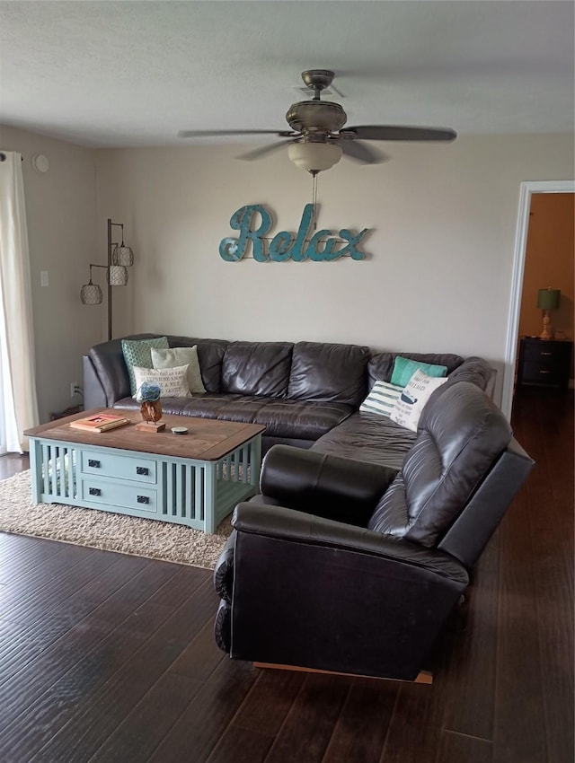 41 Lakeview Shores Dr, Coldspring, TX 77331 - living area with hardwood / wood-style floors and ceiling fan