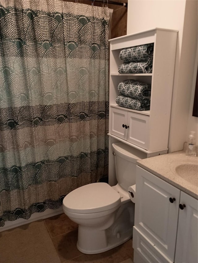 41 Lakeview Shores Dr, Coldspring, TX 77331 - bathroom featuring vanity, tile patterned floors, and a shower with shower curtain