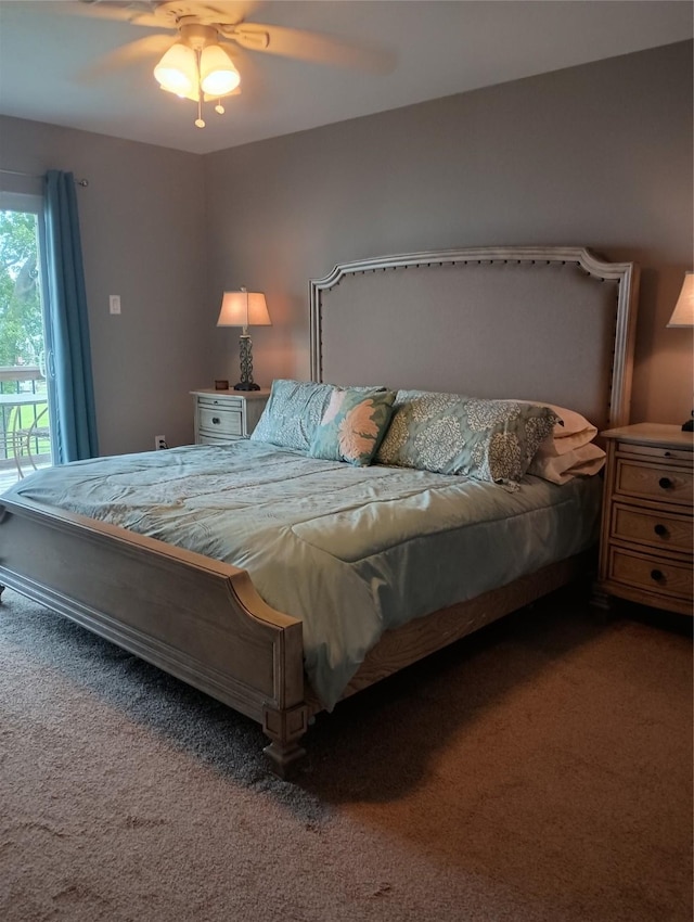 41 Lakeview Shores Dr, Coldspring, TX 77331 - bedroom with carpet, access to exterior, and a ceiling fan