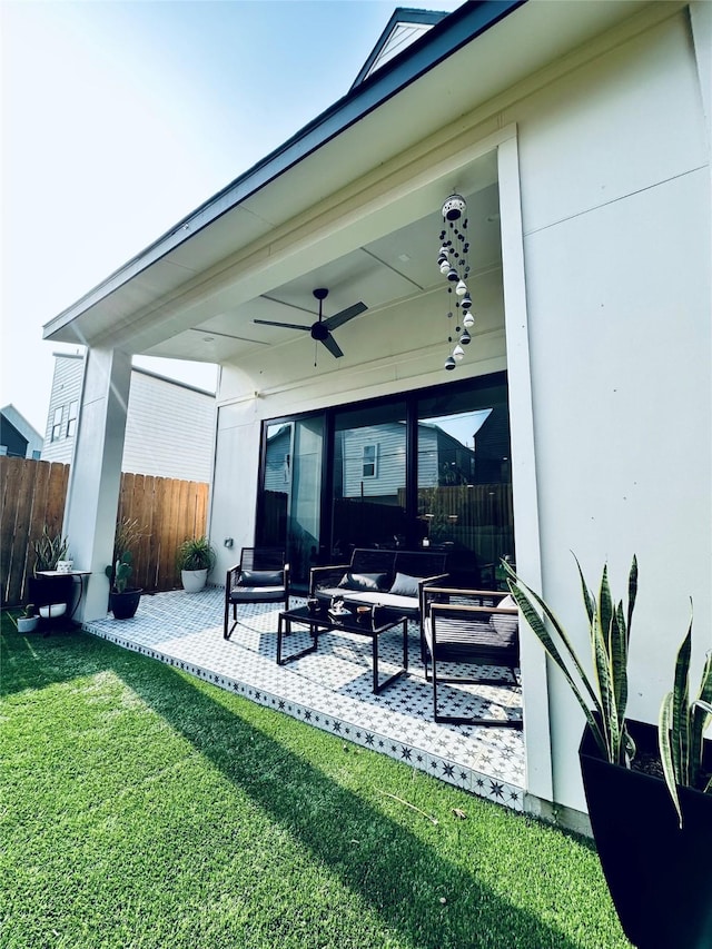 210 E 39th St, Houston, TX 77018 - view of patio / terrace featuring ceiling fan and outdoor lounge area