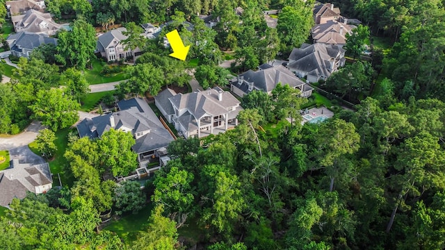91 N Hunters Crossing Cir, The Woodlands, TX 77381 - aerial view of property and surrounding area featuring nearby suburban area