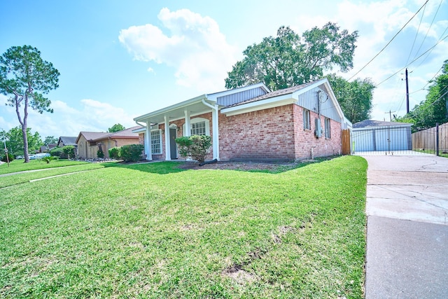 11706 Mclain Blvd, Houston, TX 77071 - ranch-style home featuring brick siding, concrete driveway, and an outbuilding