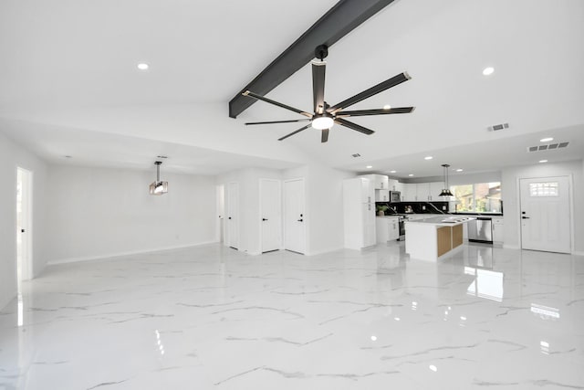 22718 Carter Moir Ln, Katy, TX 77449 - unfurnished living room with ceiling fan, recessed lighting, and baseboards