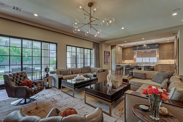 3637 Meadow Lake Ln, Houston, TX 77027 - living room with a chandelier and recessed lighting