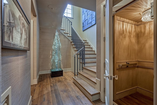 3637 Meadow Lake Ln, Houston, TX 77027 - staircase with wood finished floors and baseboards