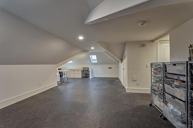 3637 Meadow Lake Ln, Houston, TX 77027 - additional living space featuring baseboards, vaulted ceiling, and recessed lighting