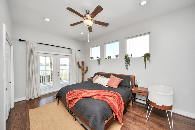 1205 Todville Rd, Seabrook, TX 77586 - bedroom with access to outside, french doors, recessed lighting, wood finished floors, and baseboards