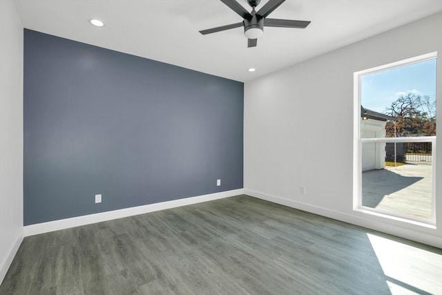 12564 Memorial Dr, Houston, TX 77024 - unfurnished room with wood finished floors, a ceiling fan, and recessed lighting