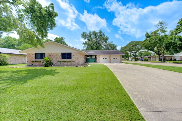 1402 Beachcomber Ln, Houston, TX 77062 - ranch-style home with an attached garage, brick siding, driveway, and a front lawn