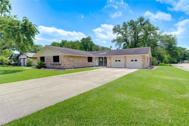 1402 Beachcomber Ln, Houston, TX 77062 - ranch-style house featuring a garage, driveway, brick siding, and a front yard