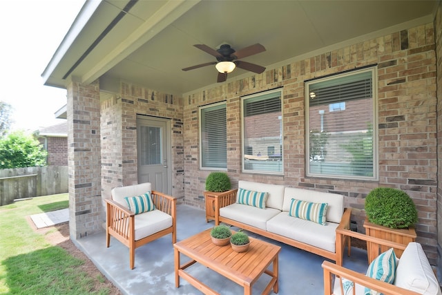 426 Sunny River Ln, Richmond, TX 77406 - view of patio featuring an outdoor hangout area and ceiling fan