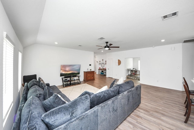 4710 Jasmine Heather Ln, Baytown, TX 77521 - living area with ceiling fan, light wood-type flooring, and recessed lighting