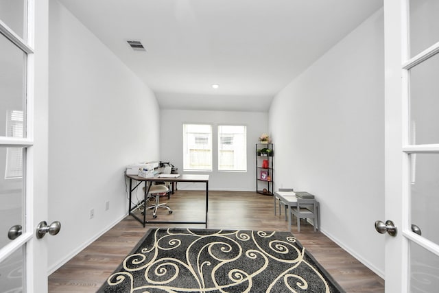 4710 Jasmine Heather Ln, Baytown, TX 77521 - office area with wood finished floors and baseboards