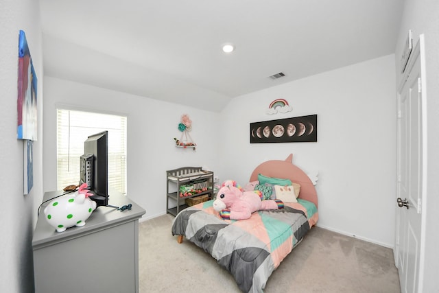 4710 Jasmine Heather Ln, Baytown, TX 77521 - bedroom featuring light colored carpet, baseboards, and lofted ceiling