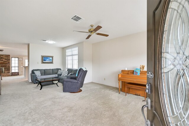 6511 Coldstream Dr, Pasadena, TX 77505 - living room with a ceiling fan and light colored carpet