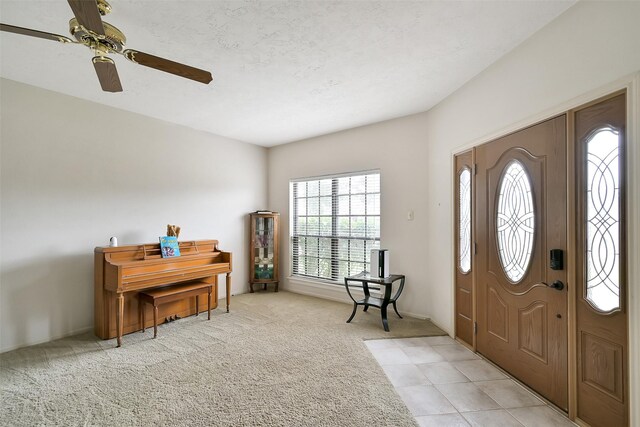 6511 Coldstream Dr, Pasadena, TX 77505 - entrance foyer featuring light colored carpet and a ceiling fan