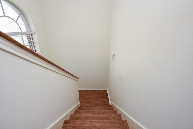 4026 Almond Lake Dr, Houston, TX 77047 - staircase with baseboards and wood finished floors