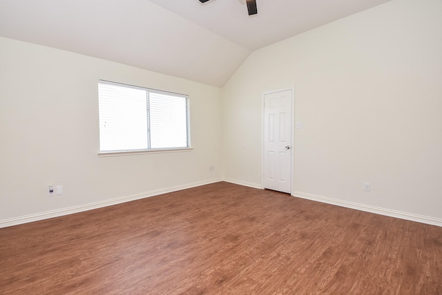4026 Almond Lake Dr, Houston, TX 77047 - spare room with ceiling fan, wood finished floors, lofted ceiling, and baseboards