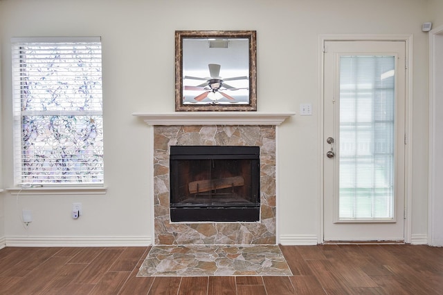 4026 Almond Lake Dr, Houston, TX 77047 - detailed view of a ceiling fan, wood finished floors, and baseboards