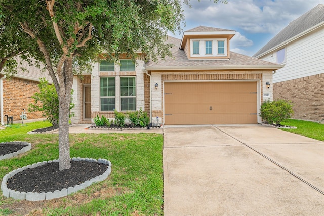 20210 Stonebridge Terrace Dr, Richmond, TX 77407 - view of front of house with roof with shingles, driveway, a front lawn, and brick siding