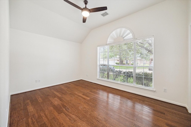 18519 Water Scene Trl, Cypress, TX 77429 - empty room with lofted ceiling, wood finished floors, baseboards, and ceiling fan