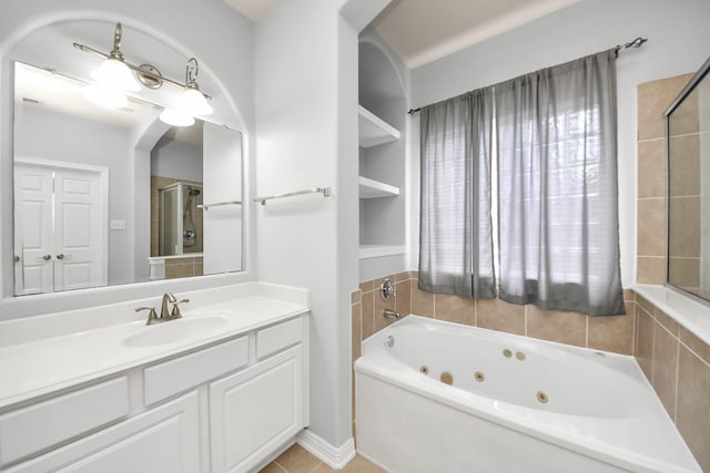 2304 Shadow Canyon Ct, Pearland, TX 77584 - full bath with a whirlpool tub, vanity, and a shower
