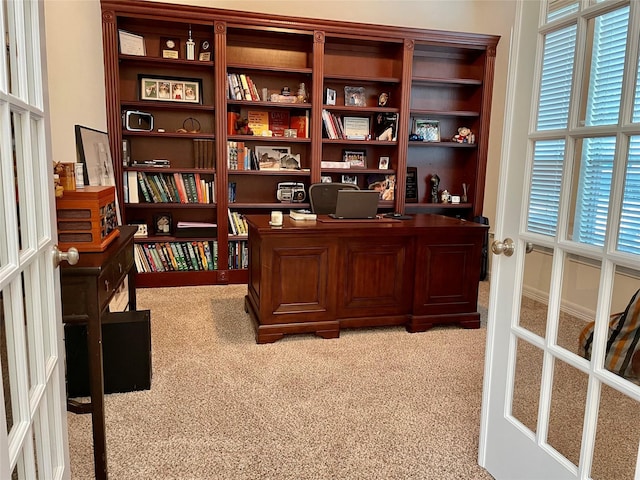 19406 Egret Haven Ln, Cypress, TX 77433 - home office featuring light carpet and french doors