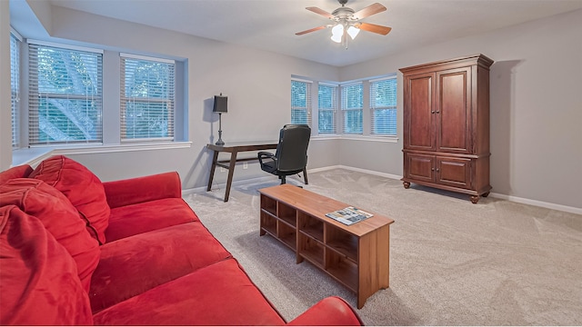 1806 Wine Cedar Ln, Katy, TX 77450 - office featuring plenty of natural light, light carpet, a ceiling fan, and baseboards