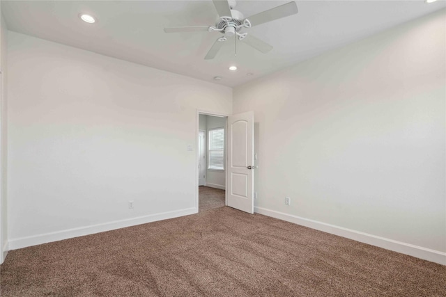 5402 Jonathan Ln, Houston, TX 77011 - empty room featuring carpet flooring, baseboards, recessed lighting, and ceiling fan