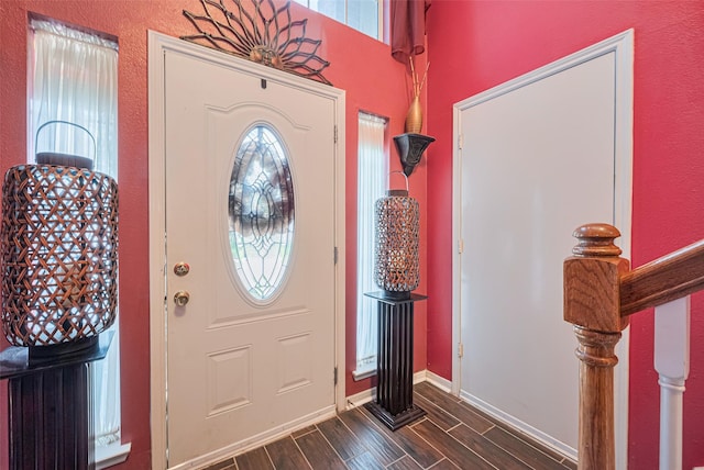 16702 Morning Shadows Way, Humble, TX 77346 - entryway featuring dark wood-style floors and baseboards