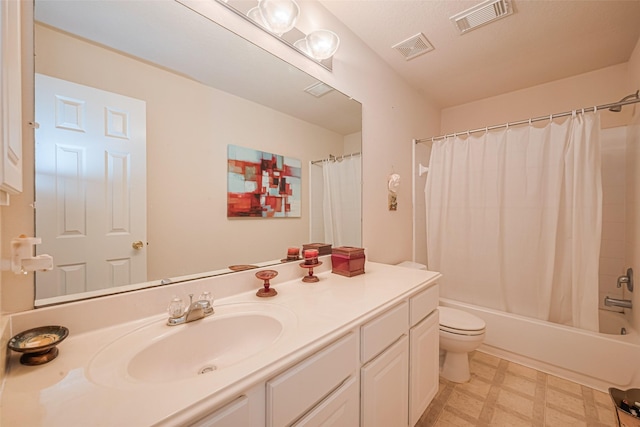 16702 Morning Shadows Way, Humble, TX 77346 - bathroom featuring vanity, tile patterned floors, toilet, and shower / bathtub combination with curtain