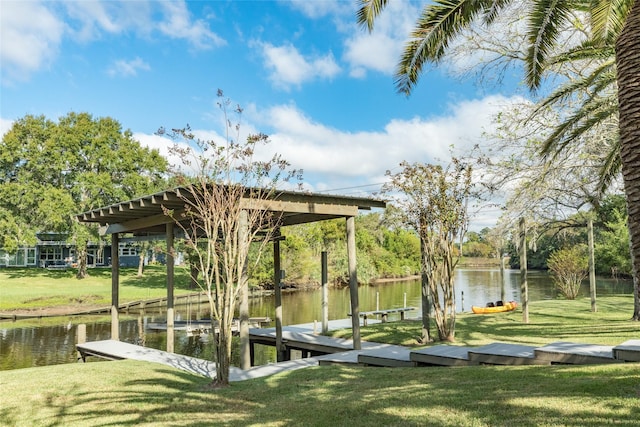 14001/14009 W Hughes Rd, Dickinson, TX 77539 - dock with a water view and a lawn