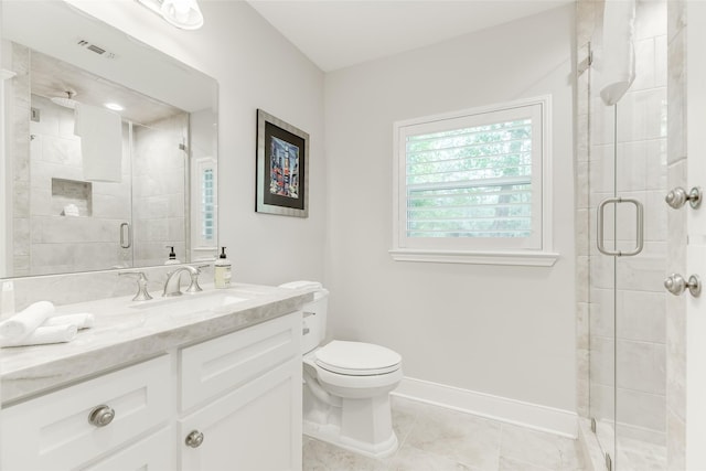 14001/14009 W Hughes Rd, Dickinson, TX 77539 - bathroom with vanity, a stall shower, toilet, tile patterned flooring, and baseboards