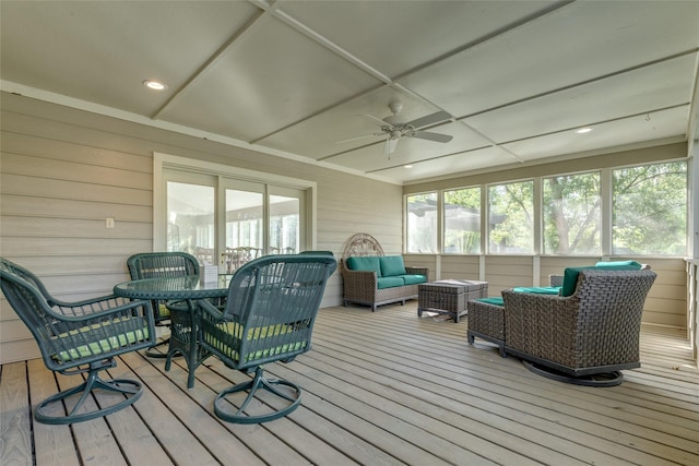 14001/14009 W Hughes Rd, Dickinson, TX 77539 - sunroom / solarium with ceiling fan and outdoor lounge area