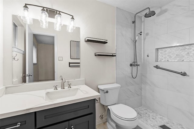 1102 Brenda Dr, Deer Park, TX 77536 - full bathroom featuring toilet, vanity, and tiled shower