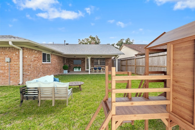 1102 Brenda Dr, Deer Park, TX 77536 - view of yard with a patio area and outdoor lounge area